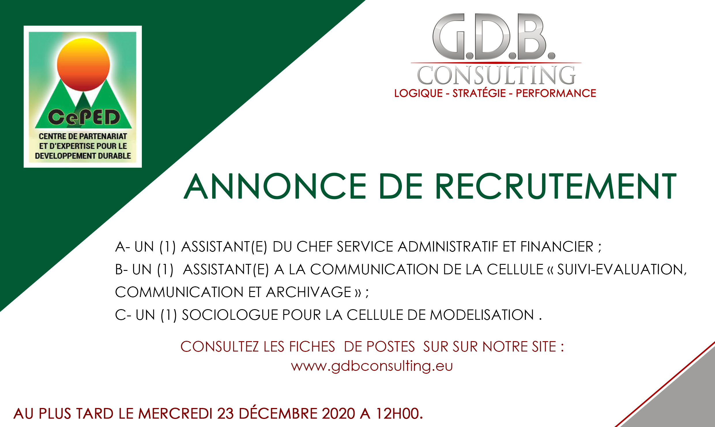 ANNONCE DE RECRUTEMENT CePED